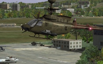 Kiowa landing at airbase